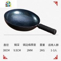 章丘熟铁锅手工锻打鱼鳞锅家用炒菜锅无涂层煤气灶专用锅 FENGHOU 联系客服可定制女士轻盈款(木把)