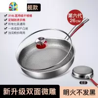 封后 不锈钢平底锅不粘锅煎锅烙饼锅煎蛋千层牛排适用 [FEWOO]316不锈钢全面屏26cm玻璃盖(灶具