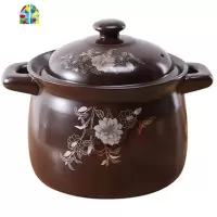 欧麦养生砂锅炖锅陶瓷砂锅煲汤明火家用可高温平底锅电陶炉适用 FENGHOU 黑色3.5L非平底金花明火