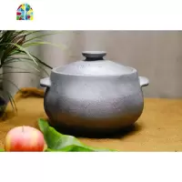 四川雅安传统无釉色炖煮煲汤手工黑砂方耳锅 FENGHOU 大号+开锅费