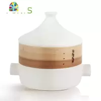 日式蒸锅蒸笼塔吉锅砂锅炖锅陶瓷锅明火可高温家用石锅煲汤蒸锅 FENGHOU 2.5L白色塔吉锅+蒸笼+8寸浅盘送2蒸笼布