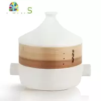 日式蒸锅蒸笼塔吉锅砂锅炖锅陶瓷锅明火可高温家用石锅煲汤蒸锅 FENGHOU 2.5L黑色塔吉锅+蒸笼[家庭装]送2蒸笼布