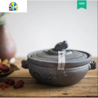 火锅炖锅四川雅安荥经土砂锅手工黑砂煲汤土陶家用燃气陶土老式 FENGHOU 7L祥龙