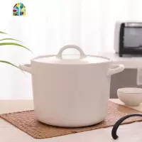 封后日式可高温石锅砂锅煲汤家用超大容量陶瓷锅沙锅燃气大码炖锅汤锅 FENGH 日式简约砂锅7.2L单锅白色(适合7-10