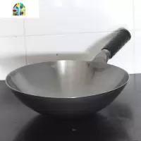 铁锅老式铁锅家用熟铁炒菜锅燃气灶适用圆底铁锅饭店厨师专用炒锅 FENGHOU 带耳40厘米圆底铁锅