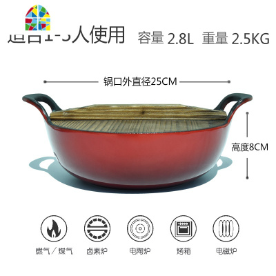 封后加厚锅炒锅无油烟无涂层锅双耳炒锅平底 家用老式炒菜锅 FENG 25CM[月光蓝]炒锅带木盖送隔热垫隔热手套