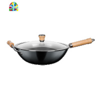 中华精铁爆炒锅涂层少油烟家用燃气灶适用中式铁锅 FENGHOU 30cm/窄边玻盖