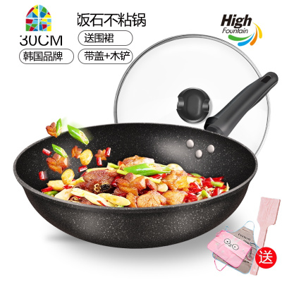 韩国不粘锅炒锅家用炒菜锅平底锅电磁炉煤气灶专用麦石锅具 FENGHOU 套餐三(30cm锅+硅胶铲)
