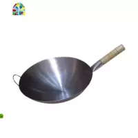 木柄老式皮锅家用酒店熟无涂层圆底锅尖底锅炒锅熟锅盖 FENGHOU 40口径锅1.5mm厚度无锅盖