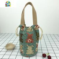 可爱圆形带饭包包饭盒袋子便当袋手提包焖烧壶手提袋水壶袋杯子袋 FENGHOU 绿色加大号直径17CM,高27CM