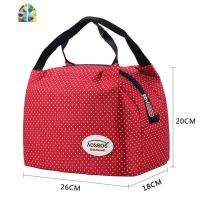 男女生带饭的餐包上班防水防油大号大容量袋子手提便当保温饭盒袋 FENGHOU 马卡龙白点