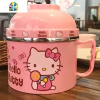 可爱卡通小学生儿童不锈钢保温饭盒便当盒碗筷套装防烫带盖泡面碗 FENGHOU 红色不倒翁限量版小麦餐具