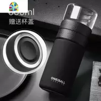 茶水分离保温杯双层不锈钢泡茶水杯男士便携茶杯喝茶防摔商务杯子 FENGHOU 黑色