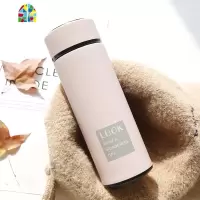 韩版简约清新304不锈钢保温杯情侣杯子男女学生水杯创意文艺泡茶 FENGHOU 简约英文灰色+茶漏350ML