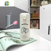 韩国少女保温杯ins原宿风可爱学生简约弹跳盖便携随手纯白水杯子 FENGHOU [升级款316]白色小奶狗420ml