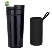 弹跳盖陶瓷内胆咖啡杯保温杯车载便携随手杯简约文艺水杯子非涂层 FENGHOU 粉白