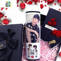 智能保温杯印照片情侣款创意一对男女学生韩版定制刻字水杯子 FENGHOU 白色500毫升发照片定制奢华套装礼盒