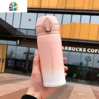 渐变色保温杯男女学生韩版简约杯子创意个性清新便携弹盖潮流水杯 FENGHOU 亮面弹盖420毫升/黑色LET
