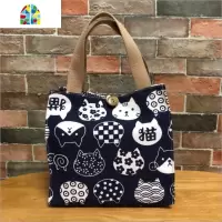 红姑日式饭盒袋上班族简约手提袋便当袋子可爱饭盒包手提包帆布潮 FENGHOU 粉色长颈鹿