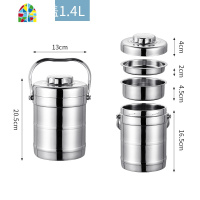 金属真空餐盘饭盒保温桶学生3层便当盒大容量多层提锅 FENGHOU 3.0L鼓型