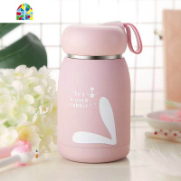 儿童保温杯可爱少女学生水杯真空不锈钢便携大肚杯子个性创意潮流 FENGHOU (魔法兔)典雅黄