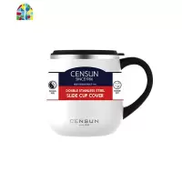咖啡杯 保温杯小马克杯带盖保温杯创意304不锈钢欧式水杯 FENGHOU 白色