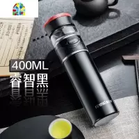 封后茶水分离杯保温杯男 智能316不锈钢便携定制泡茶杯水杯子 睿智黑500ML(316不锈钢提环+智能显温升级款