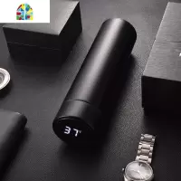 马卡龙智能测温保温杯女士男便携学生可爱简约不锈钢水杯定制刻字 FENGHOU 红色带杯套杯刷