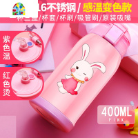 儿童保温杯带吸管两用小学生防摔便携水壶幼儿园男女宝宝杯子水杯 FENGHOU [感温变色款]升级316不锈钢蓝色马