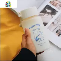 韩版磨砂网红ins风玻璃杯便携可爱少女学生水杯简约清新创意卡通 FENGHOU