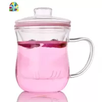 加厚玻璃杯透明带盖过滤花茶杯双层办公创意水杯女可微波茶具 FENGHOU