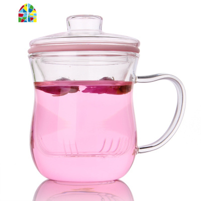 加厚玻璃杯透明带盖过滤花茶杯双层办公创意水杯女可微波茶具 FENGHOU