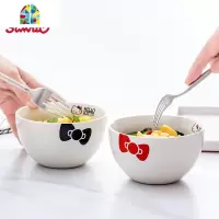 [春季特惠]北欧家用吃饭碗可爱情侣碗陶瓷沙拉甜品碗 FENGHOU 黑色蝴蝶结5英寸无彩盒