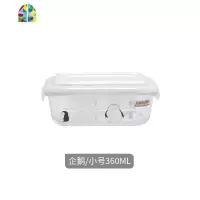 水果保鲜碗玻璃泡面碗卡通动物可爱保鲜盒外带长方形密封盒微波炉 FENGHOU 长方形小号企鹅