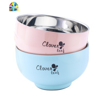 食品级不锈钢饭碗 单个家用日式餐具儿童碗大童防烫防摔套装可爱 FENGHOU 蓝13cm单碗