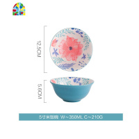 堇色日式碗碟套装家用创意个性陶瓷汤面碗吃饭碗沙拉碗菜盘 FENGHOU 5寸米饭碗