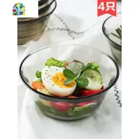 玻璃吃饭碗学生米饭碗4只装家用餐具面碗大汤碗大号沙拉碗 FENGHOU