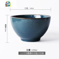 个性创意家用碗陶瓷碗单个碗 欧式网红ins碗商用甜品汤碗5寸饭碗 FENGHOU 螺纹深蓝