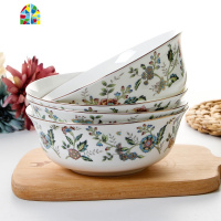 家用碗4只装 大碗汤碗6英寸面碗陶瓷碗米饭碗套装微波炉餐具 FENGHOU 浪漫满屋6英寸面碗(4只装)