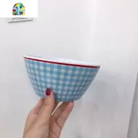 *片片吖*ins法式少女心餐具嫩蓝白格子塑料创意餐盘耐热耐冷碗盘 FENGHOU B3红格子盘