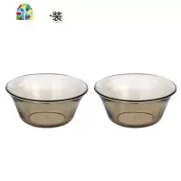 日式玻璃吃饭碗学生米饭碗家用餐具套装面碗沙拉碗汤碗大号沙拉碗 FENGHOU 咖色2个装