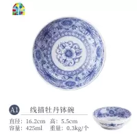 蓝凛堂浅钵碗釉下彩陶瓷碗拉面大碗家用日式餐具汤碗面碗饭碗 FENGHOU 高丽草花(浅盘)