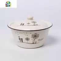 加厚搪瓷碗 带盖汤碗 怀旧搪瓷洗手盆 经典老式猪油盆 FENGHOU 20cm无盖洗手碗花色随机发