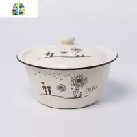 加厚搪瓷碗 带盖汤碗 怀旧搪瓷洗手盆 经典老式猪油盆 FENGHOU 22cm木车花洗手碗带盖