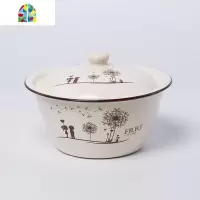 加厚搪瓷碗 带盖汤碗 怀旧搪瓷洗手盆 经典老式猪油盆 FENGHOU 24cm无盖洗手碗花色随机发