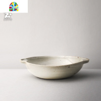 日式粗陶双耳碗防烫汤面钵仔碗大餐具手工陶瓷微波炉家用食器 FENGHOU 大号双耳碗(天目黑)