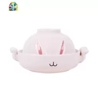 碗家用可爱套装餐具少女心创意日式单个吃饭个生碗带盖陶瓷碗 FENGHOU UU兔盖碗配勺