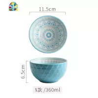 创意个性家用5寸吃饭陶瓷碗日式手绘隔热早餐稀饭小汤碗微波炉碗 FENGHOU 红色天蓝
