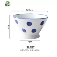 日式手绘陶瓷碗家用吃饭饭高脚碗斗笠碗小面碗米饭碗喇叭碗 FENGHOU 波点款