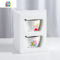 儿童小猪可爱四方学生抖音米饭碗单人家用卡通亲子微波陶瓷碗 FENGHOU 乳白色-气球碗+红衣碗